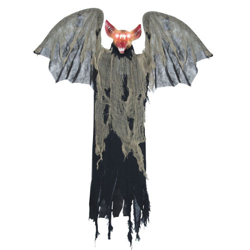 Lighted Hanging Bat Outdoor Halloween Decoration - 48" - Gray and Black - IMAGE 1