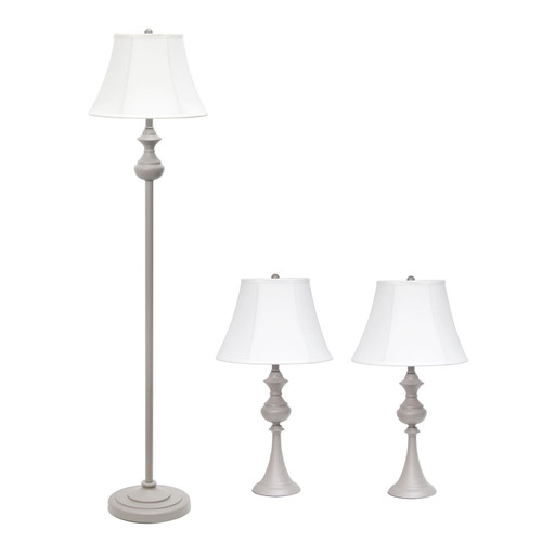 Lamp Set with Empire Shades - 60" - Gray and White - Set of 3 - IMAGE 1