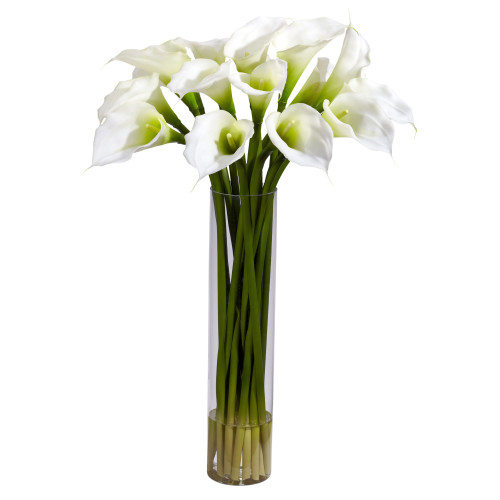 27" Calla Lily Artificial Floral Arrangement with Cylinder Vase - IMAGE 1