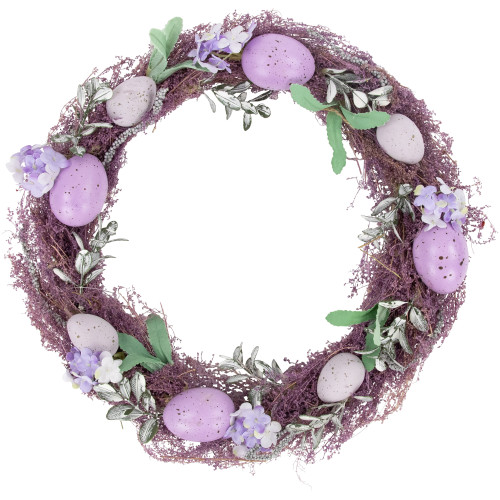 12" Lavender Speckled Egg Easter Twig Wreath - IMAGE 1