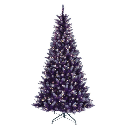 Pre-lit Artificial Medium Purple Pine Christmas Tree - 6.5' - Clear Lights - IMAGE 1