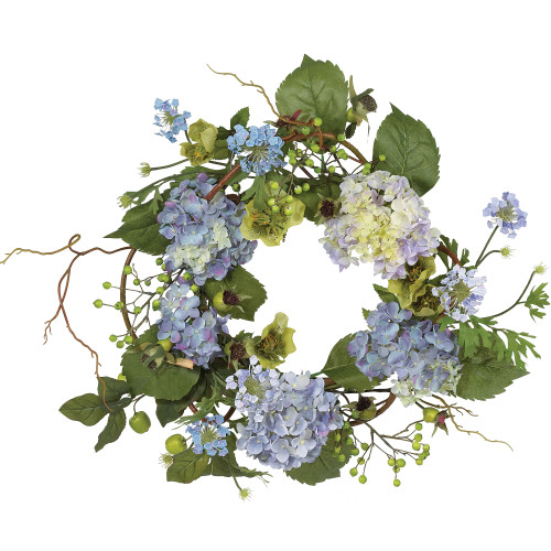 Purple Hydrangea Spring Floral Wreath, 20-Inch, Unlit - IMAGE 1