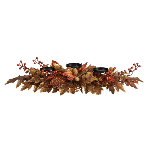 36” Maple Leaves and Berries Fall Harvest Candelabrum Arrangement - IMAGE 1