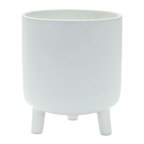 7" White Solid Glazed Pot with Legs - IMAGE 1