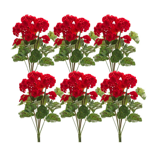Set of 6 Geranium Artificial Bushes 20" - IMAGE 1