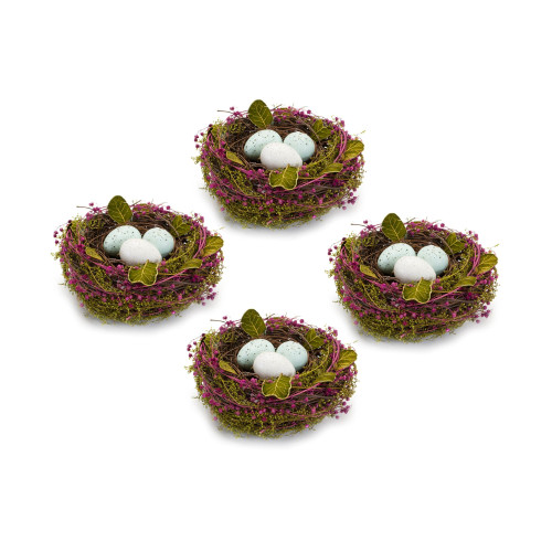 Set of 4 Decorative Nest with Eggs 6.5" - IMAGE 1