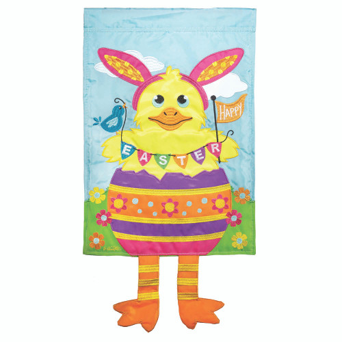 Blue and Yellow Happy Easter Outdoor Garden Flag 24" x 13" - IMAGE 1