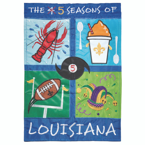 Embroidered Seasons of Louisiana Double Applique Outdoor Garden Flag - 18" x 13" - IMAGE 1