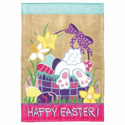 Double Applique Happy Easter Outdoor House Flag - 42" x 29" - IMAGE 1