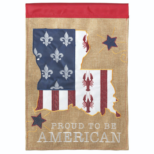 Double Applique Proud to Be American Outdoor House Flag - 42" x 29" - IMAGE 1