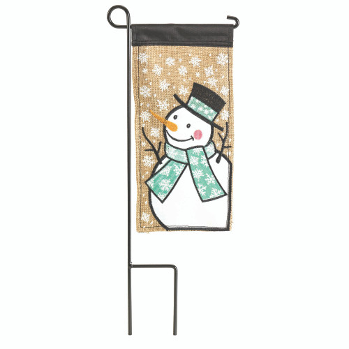 Set of 2 Black and White Snowman Outdoor Christmas Mini Flag with Pole 8.5" x 4" - IMAGE 1