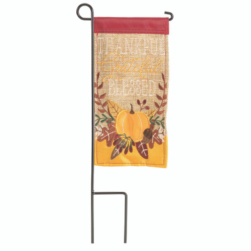 Set of 2 Brown and Yellow Thanksgiving Outdoor Mini Flag with Pole 8.5" x 4" - IMAGE 1