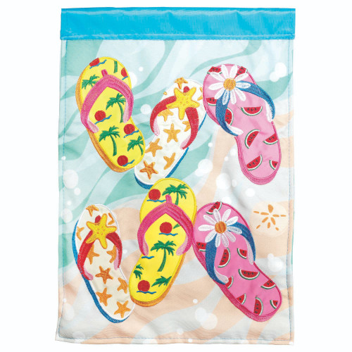 Double Applique Flip Flops Outdoor Sublimated Garden Flag - 18" x 13" - IMAGE 1