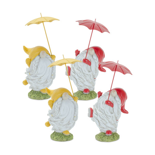 Set of 4 Dancing Gnome with Umbrella Christmas Tabletop Figurines 8.25" - IMAGE 1