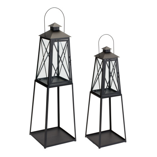 Set of 2 Traditional Candle Lantern with Stand 3.5' - IMAGE 1