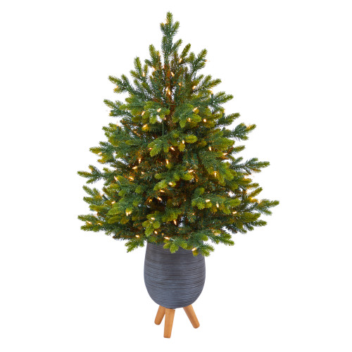 3.5’ Pre-Lit North Carolina Fir Artificial Christmas Potted Tree, Clear Lights - IMAGE 1