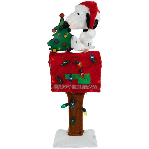 LED Lighted Peanuts Snoopy on Mailbox Outdoor Christmas Decoration - 32" - Clear Lights - IMAGE 1