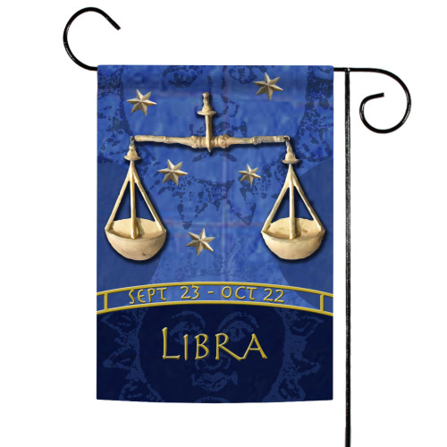 Blue and Gold Zodiac Libra Outdoor Garden Flag 18" x 12.5" - IMAGE 1