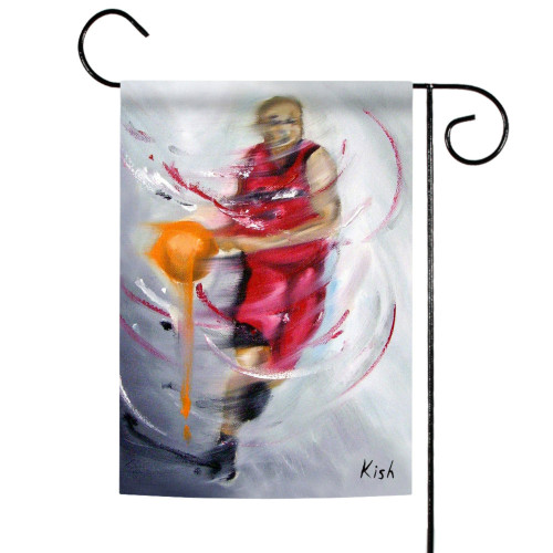 Red and Gray Basketballer Outdoor Garden Flag 18" x 12.5" - IMAGE 1