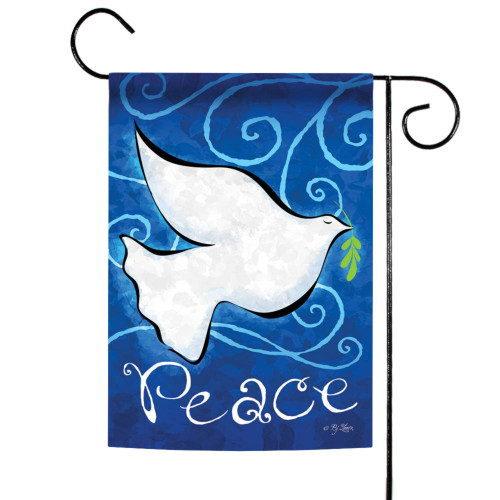 Blue and White Snow Dove Peace Outdoor Garden Flag 18" x 12.5" - IMAGE 1