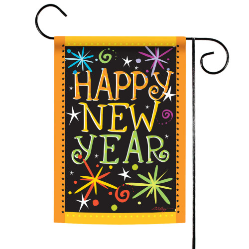 Fireworks "Happy New Year" Outdoor Garden Flag - 18" x 12.5" - IMAGE 1