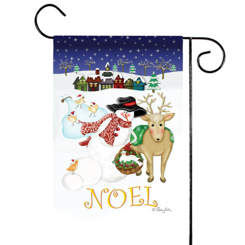 White and Blue Wintery Village Christmas Outdoor Garden Flag 18" x 12.5" - IMAGE 1