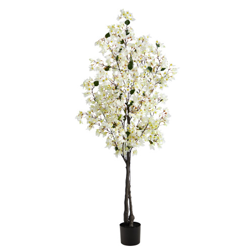 6' White Artificial Bougainvillea Potted Tree - IMAGE 1