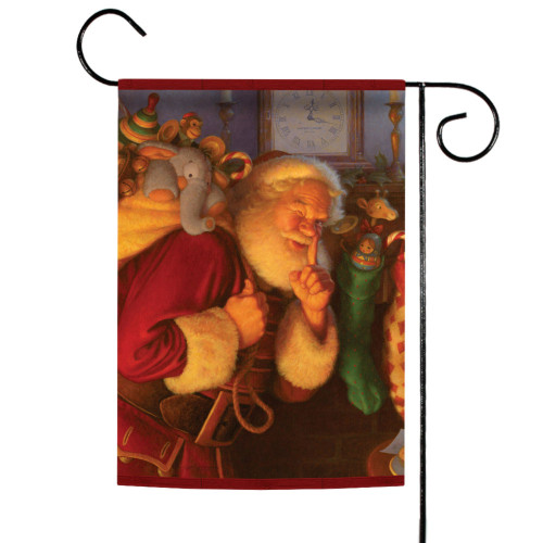 White and Red Secret Santa Christmas Outdoor Garden Flag 18" x 12.5" - IMAGE 1