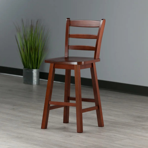 Wooden Bar Stool with Swivel Backrest - 38.5" - Brown - IMAGE 1