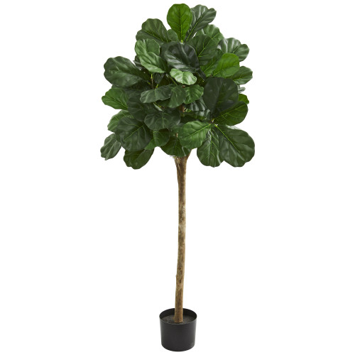 5' Artificial Fiddle Leaf Fig Tree with Black Pot - IMAGE 1