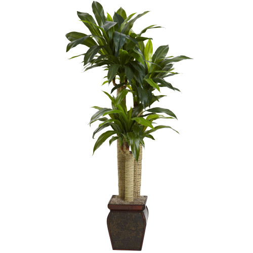 4.5' Cornstalk Dracaena Silk Plant with Vase - IMAGE 1