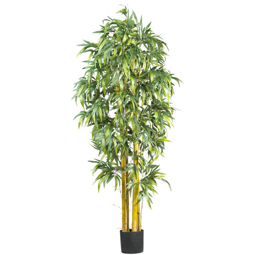 6' Big Bamboo Artificial Silk Tree with Black Pot - IMAGE 1