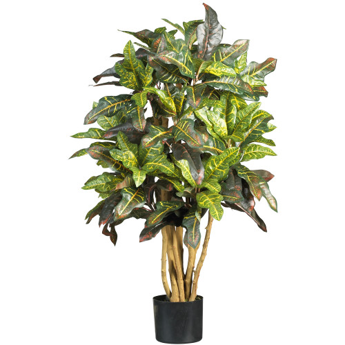 3' Artificial Croton Silk Tree in Black Pot - IMAGE 1
