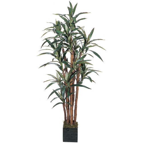 5' Yucca Silk Artificial Tree in Black Pot - IMAGE 1