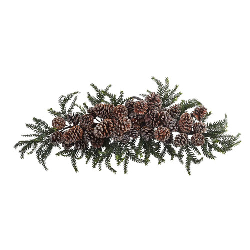 28" Iced Pinecone Artificial Christmas Swag, Unlit - IMAGE 1
