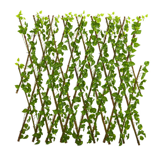 49" Artificial Outdoor Expandable Pothos Fence - IMAGE 1