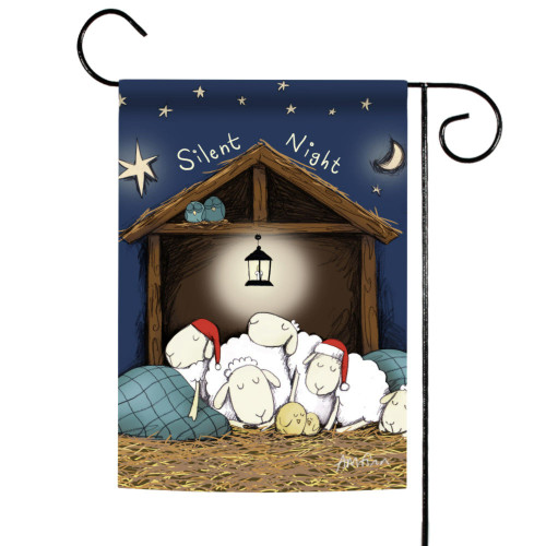 Brown and Blue Silent Night Outdoor Garden Flag 18" x 12.5" - IMAGE 1