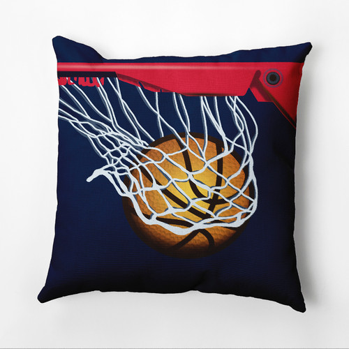18" x 18" Blue and Orange All Net Square Outdoor Throw Pillow - IMAGE 1