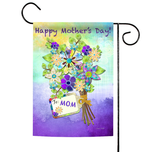 Flower Bouquet "Happy Mothers Day!" Outdoor UV Resistant Garden Flag - 18" x 12.5" - IMAGE 1