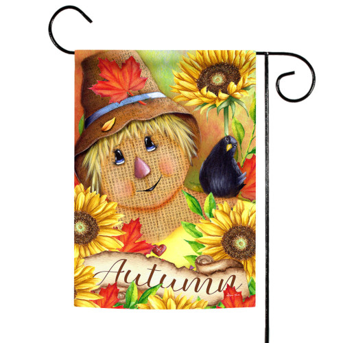 Yellow and Brown Autumn Scarecrow Outdoor Garden Flag 18" x 12.5" - IMAGE 1