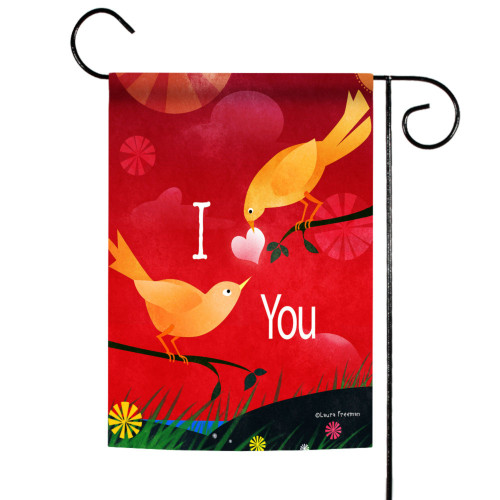 Red and Orange Valentine Birds Outdoor Rectangular Mini Garden Flag 18" x 12.5" - IMAGE 1