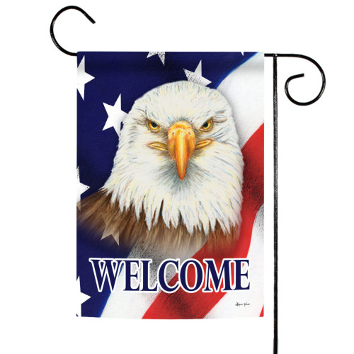 Patriotic Eagle Welcome Outdoor Rectangular Mini Garden Flag 18" x 12.5" - IMAGE 1