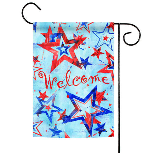 Red and Blue Patriotic Stars Outdoor Rectangular Mini Garden Flag 18" x 12.5" - IMAGE 1