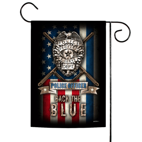 Back the Blue Police Department Outdoor Rectangular Mini Garden Flag 18" x 12.5" - IMAGE 1