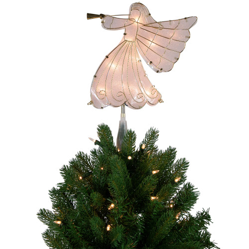 10" Gold Angel Tree Topper, Warm White Lights - IMAGE 1