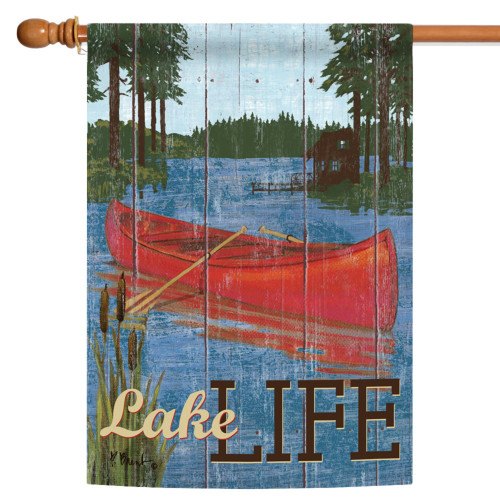 Rustic Lake Life Outdoor House Flag 40" x 28" - IMAGE 1