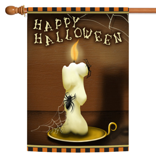 Brown and Ivory Creepy Candle Halloween Outdoor House Flag 28" x 40" - IMAGE 1