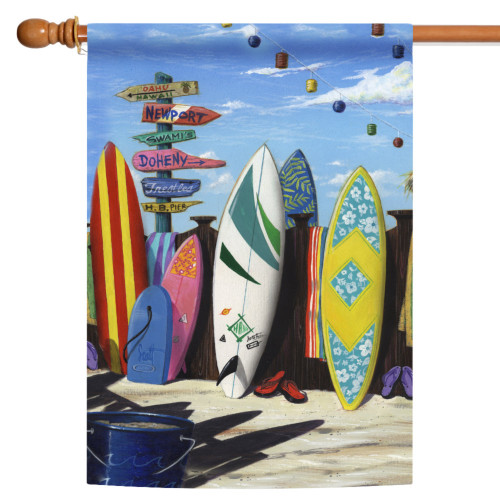 Blue and White Surf Central Outdoor House Flag 40" x 28" - IMAGE 1