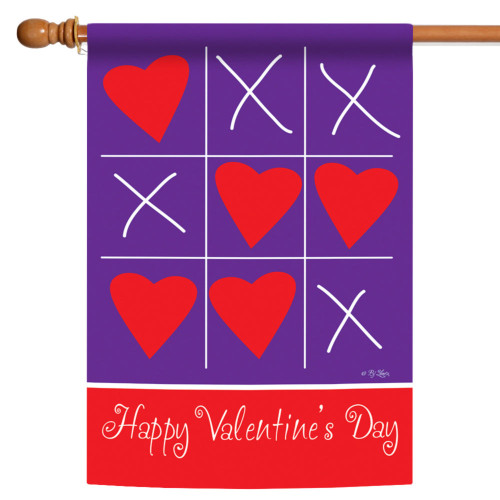 Purple and Red Happy Valentine's Day Outdoor House Flag 40" x 28" - IMAGE 1