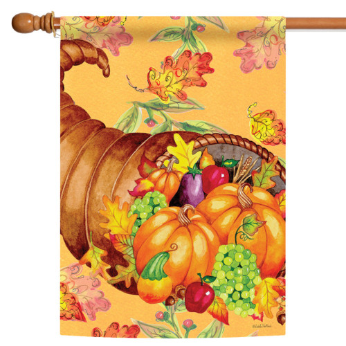 Orange and Green Call of Autumn Outdoor House Flag 40" x 28" - IMAGE 1